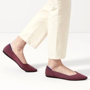 Rothy's The Point Ballet Flats in Rose Double Stitch Knit Slip On Pointed Toe 8